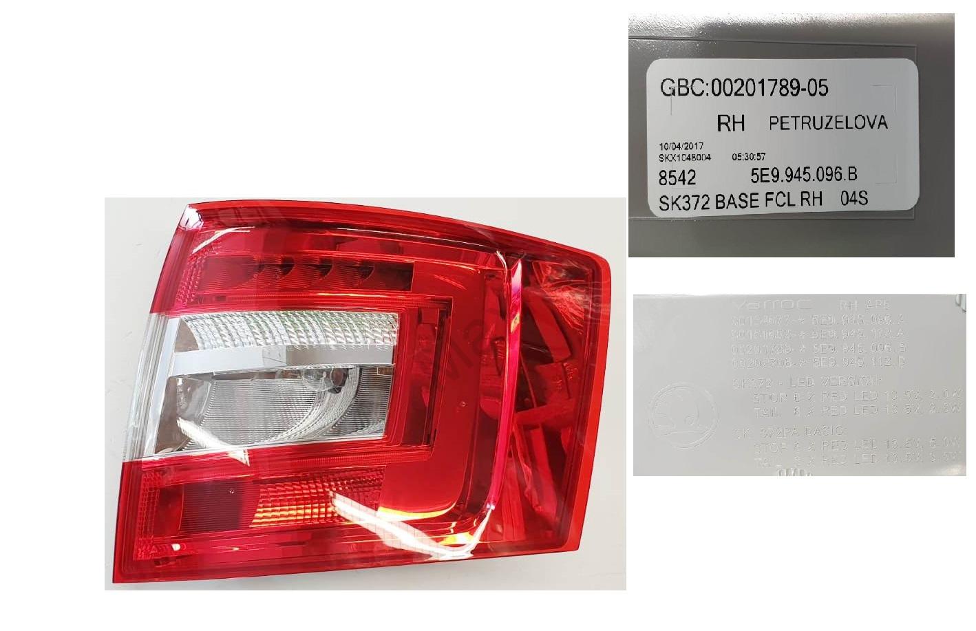 Zadní skupinová svítilna pravá LED Škoda Octavia III combi facelift  5E9945112B 