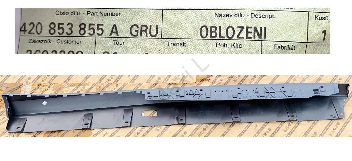 Obložení prahu Originál Audi R8 420853855A GRU