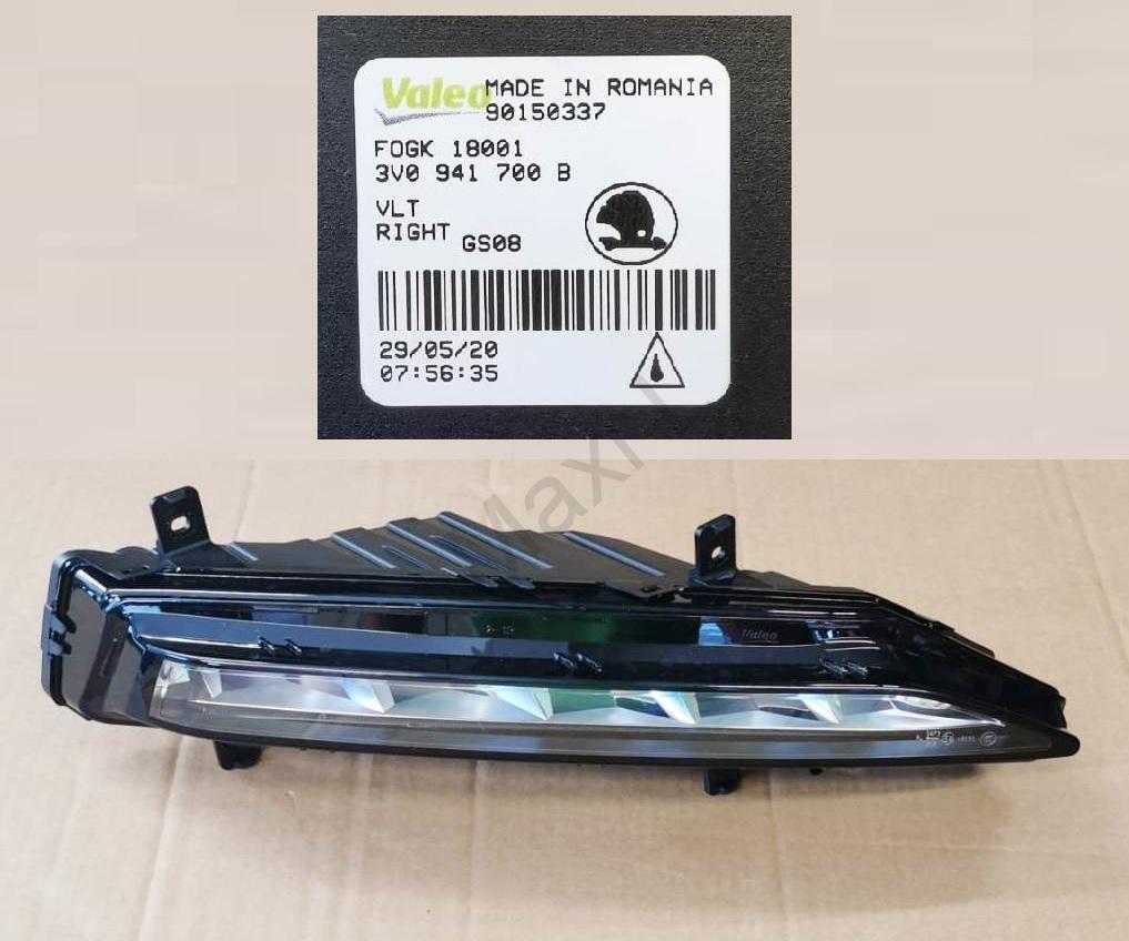 LED - mlhové světlo pravé Originál Škoda Superb III facelift 3V0941700B