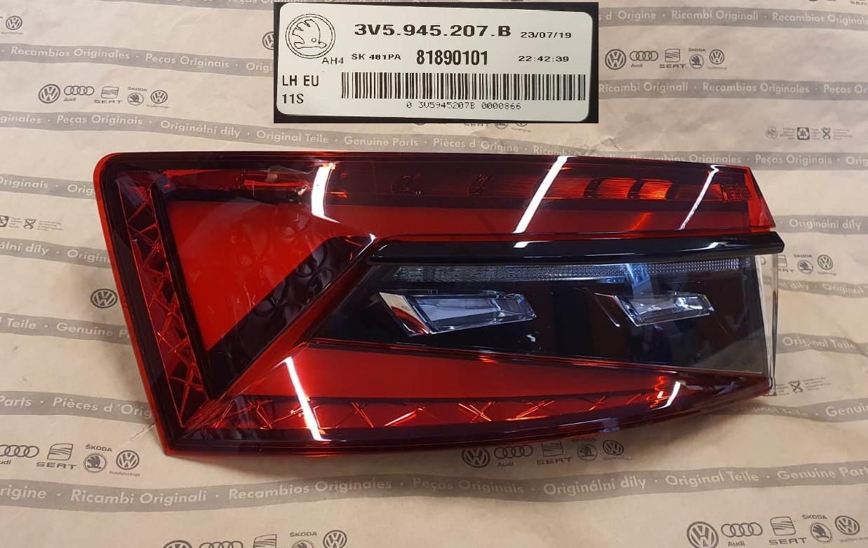 Zadní skupinová svítilna Originál Škoda Superb III facelift limuzína 3V5945207B