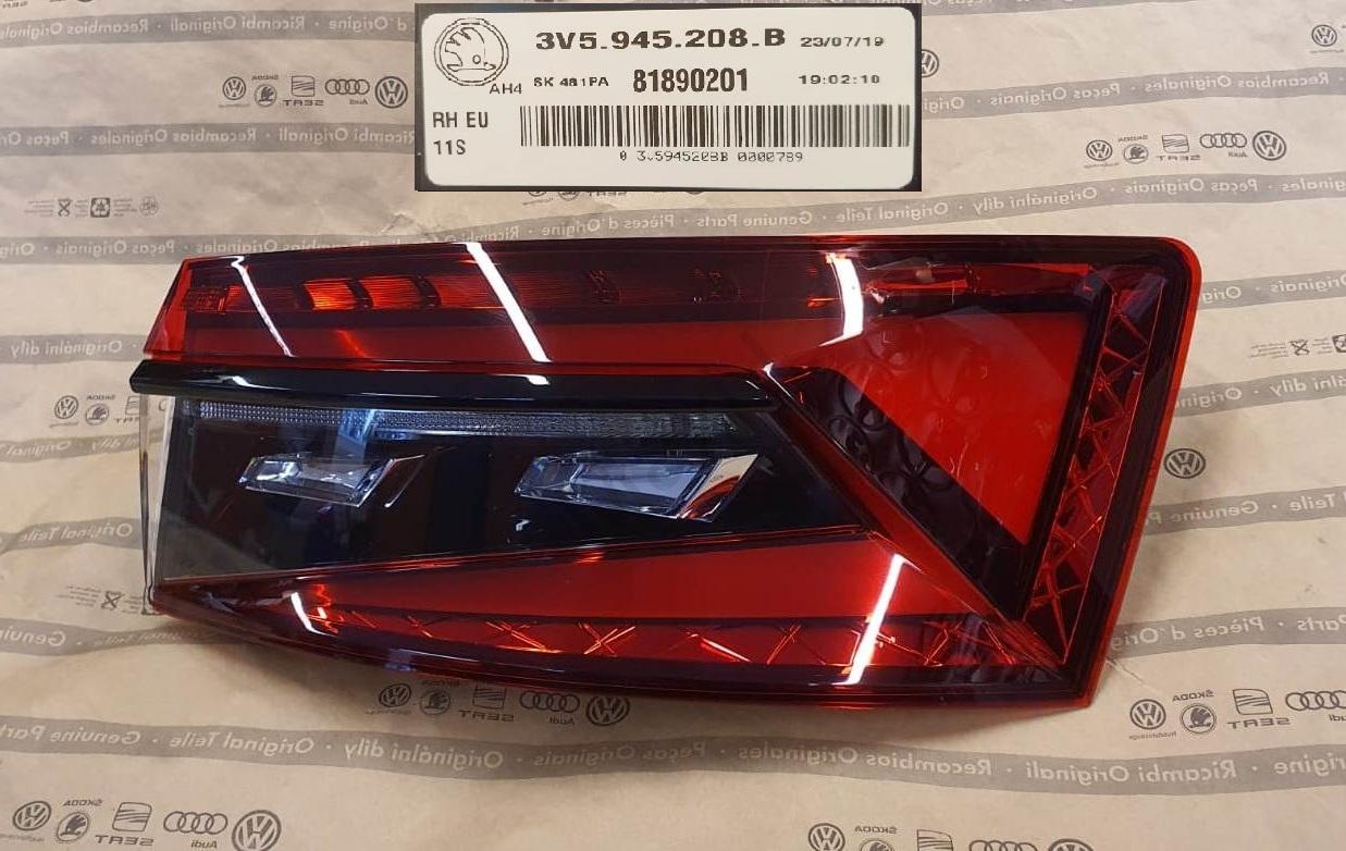 Zadní skupinová svítilna Originál Škoda Superb III facelift limuzína 3V5945208B
